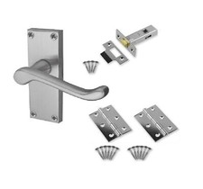 Internal Door Handles Brushed Chrome Finish Victorian Scroll - 1 Pair