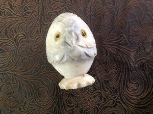 Old Vintage Italian Owl Figurine 2 3/4 Tall Cute&Heavy Carved Marble Stone Bird
