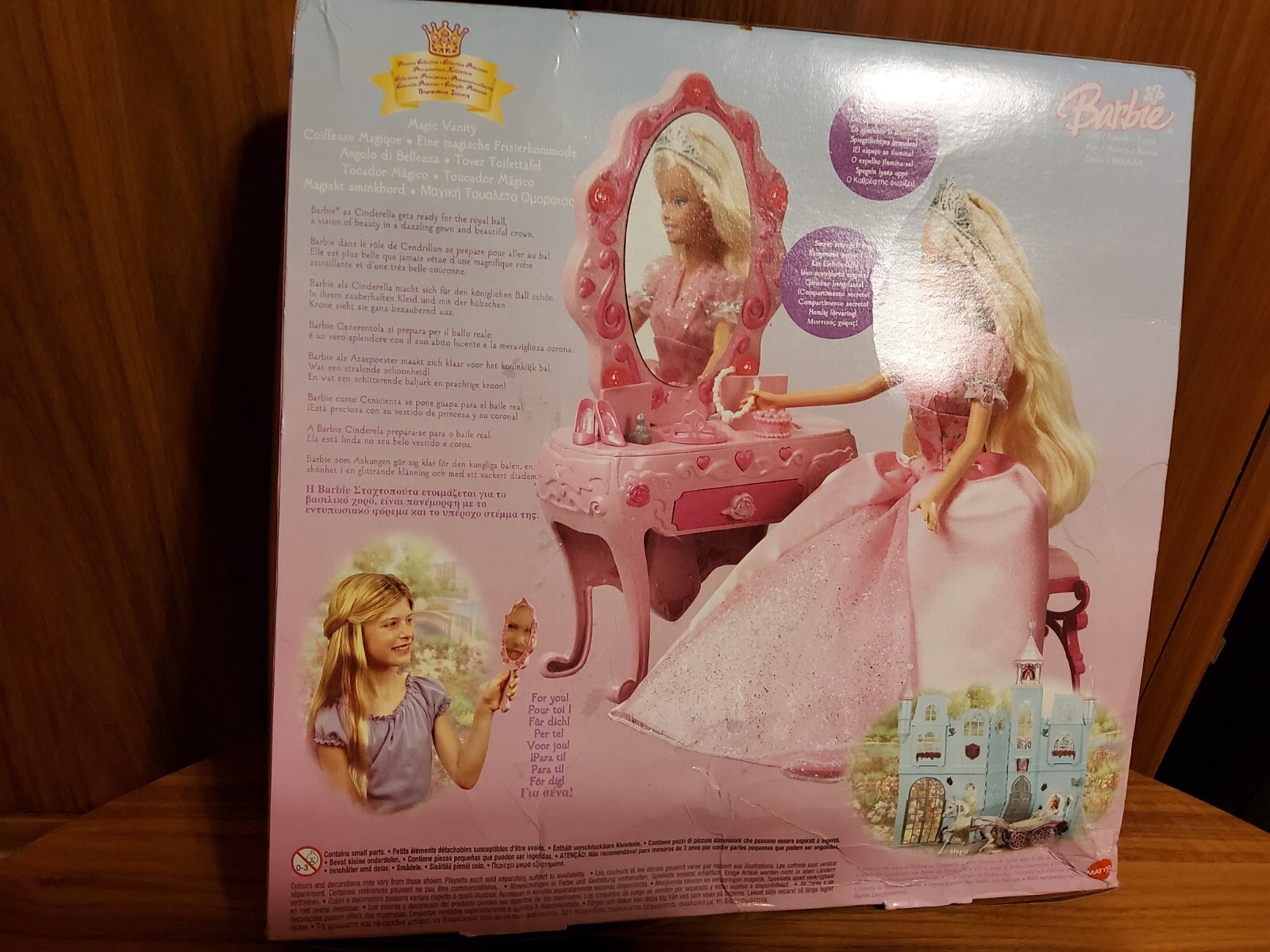 BARBIE PRINCESS COLLECTION CINDERELLA  DOLL LIGHTING  MAGIC VANITY 2005 GIFT SET