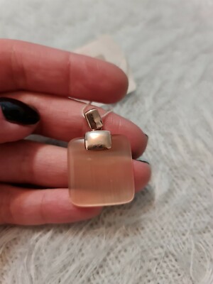 925 Silber Halskette rosevergoldet orange Stein Katzenauge Anhänger
