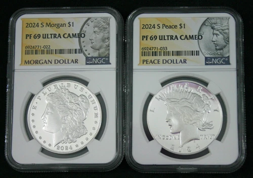 2024-S Proof $1 Morgan and Peace  Dollar 2pc Set NGC PF69 Ultra Cameo
