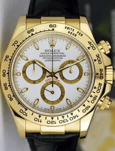 ROLEX-18kt-Gold-Daytona-Black-Crocodile-Strap-White-Index-116518-SANT-BLANC