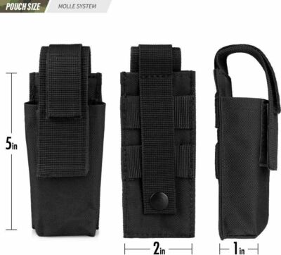 Pepper Spray Bear Flashlight Pouch Holster With Battery Pocket - Adjustable Nylon Tactical Holder For Duty Belts Duty Belt Flashlight Case