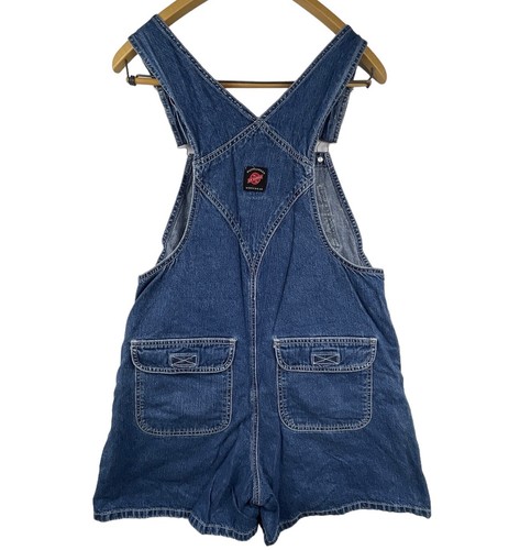 AE Supply Co. Dungarees Bib Overall Shorts Blue Denim Jean Utility VTG 90s Small - Picture 10 of 13