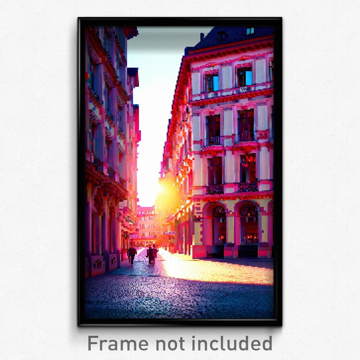 8-Bit Psychedelic Rosy German City Pixel Art Poster - Trippy Retro Gaming Print