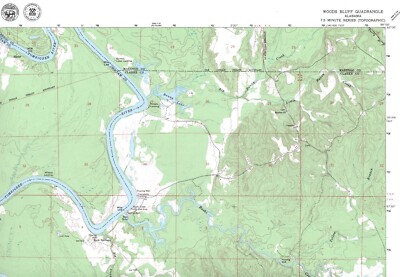 Woods Bluff Quadrangle Alabama 1972 USGS Topo Map 7.5 Minute Topographic
