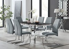 ENNA Black Glass Extending Dining Table & 6 Luxury Lorenzo Dining Chairs