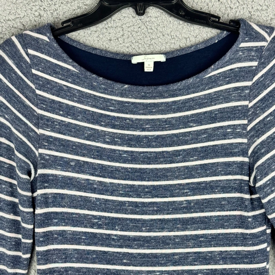 Vestido Suéter Soprano Mujer Medio Azul Rayas Coderas Ajustado Informal Foto 2 de 4