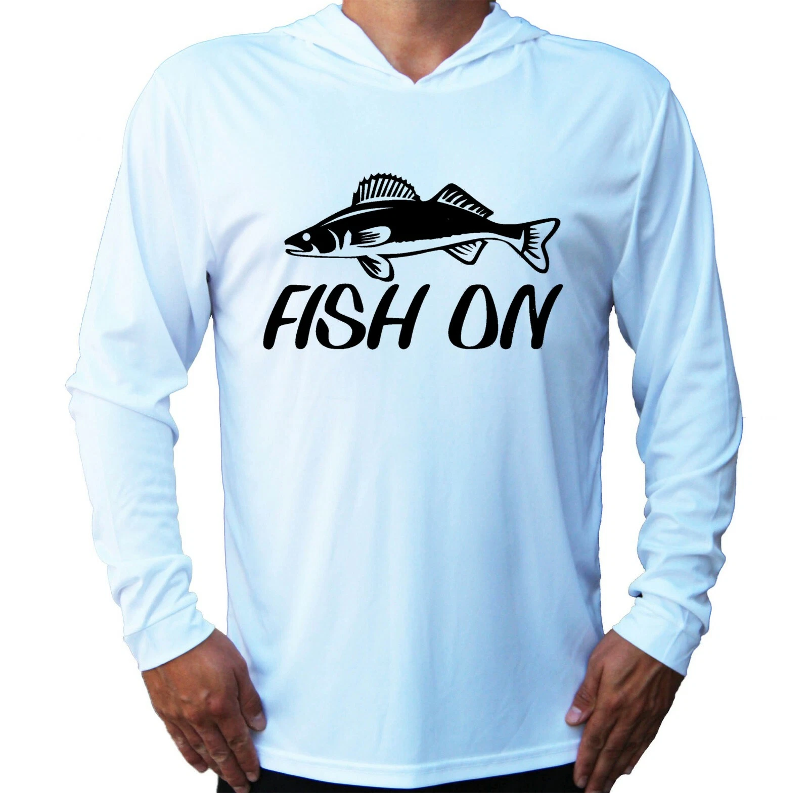 Fisherman Fish On Protected UPF 50 Long Sleeve T-Shirt Hood Boat Fishing Shirt