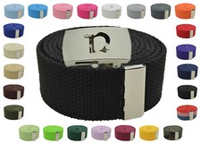 Canvas Military Web Belt  BIG "N" Silver Buckle 48, 54, 60, 72 Inches 25 Color