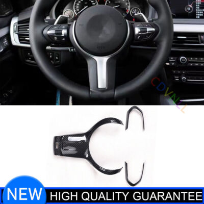 Fit For BMW X5 2014-2018 Carbon Fiber Interior Steering Wheel Button Cover 3PCS