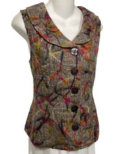 Women's Tweed Vest Size Small Christopher & Banks Soft Sleeveless Jacket Brown S
