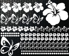 76x teiliges Set Auto Aufkleber Hibiskus Blumen Schmetterlinge HAWAII Sterne x01