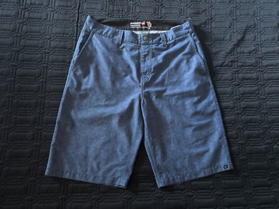 2014 Size 31 Quicksilver Amphibians Slate Blue, Black Plaid Shorts