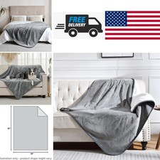 Leakproof Pet Blanket for Dogs Cats 50x60 Inches Reversible Grey Sherpa Fleece