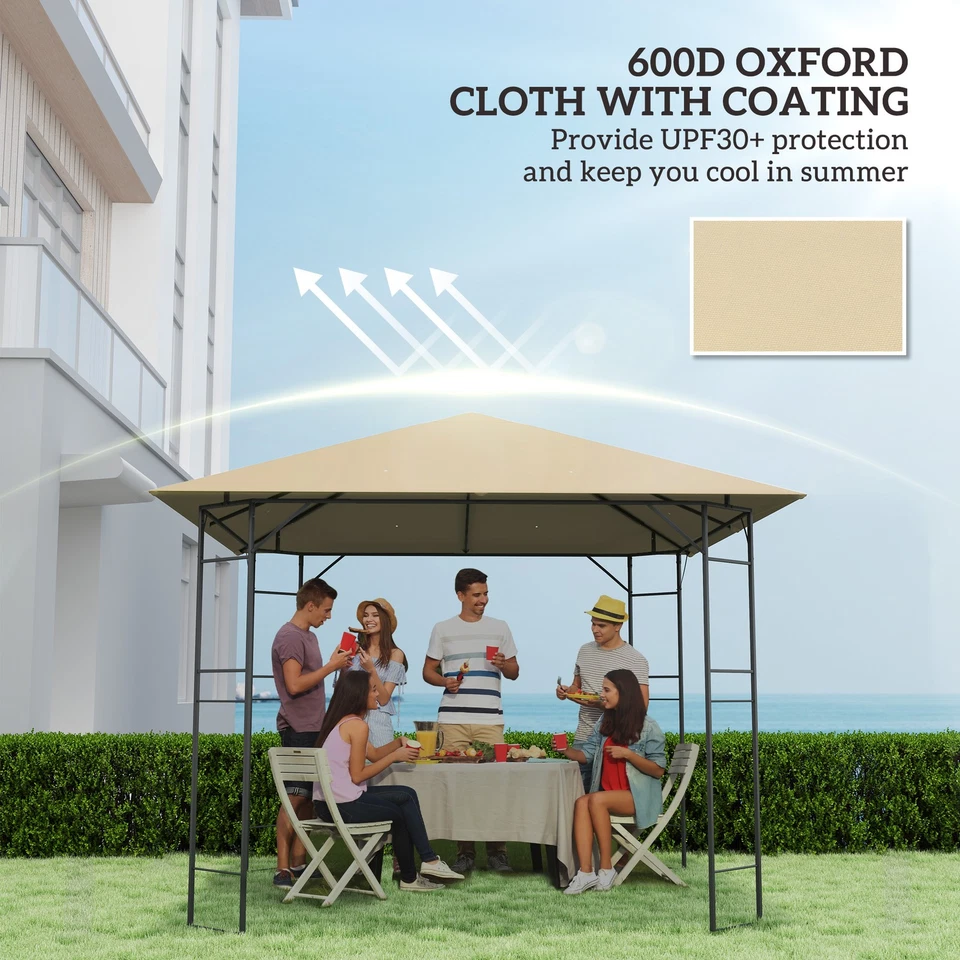 Outsunny 3 x 3(m) Gazebo Canopy Replacement Cover with Drain Holes, Beige - Image 4 of 4