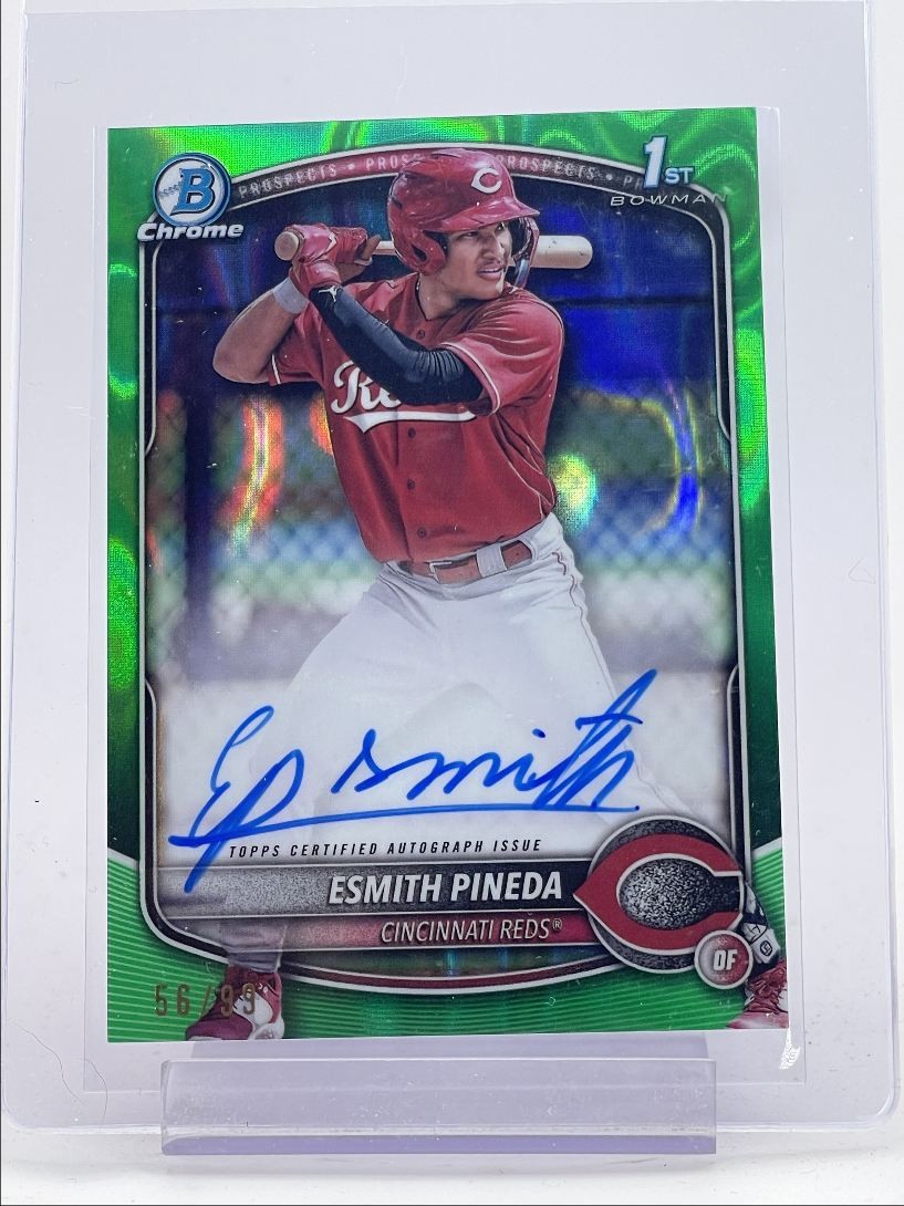 ESMITH PINEDA 2025 BOWMAN CHROME 1ST GREEN LAVA REFRACTOR AUTO /99 Q4271