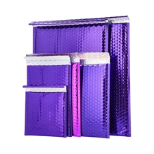 50 Pieces 13.75" x 11" Purple Glamour Metallic Poly Bubble Mailers For Shipping