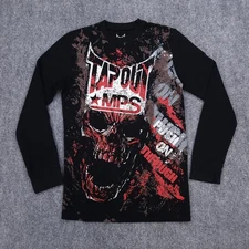 Tapout Shirt Men Medium Black Red Thermal Skull Graphic MMA MPS Push Through Y2K