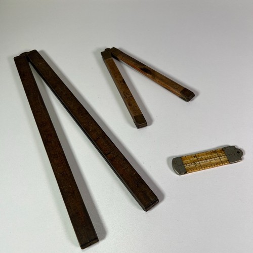 Vintage Stanley No. 94 & 20 Folding Carpenter Ruler Wood/Brass Lot of (3x)