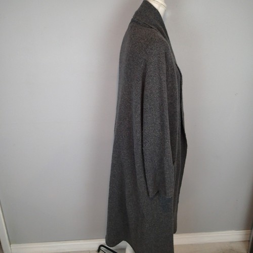 360 sweater Cardigan sz s Grey Long wool yak hair blend open front pockets - Picture 4 of 17