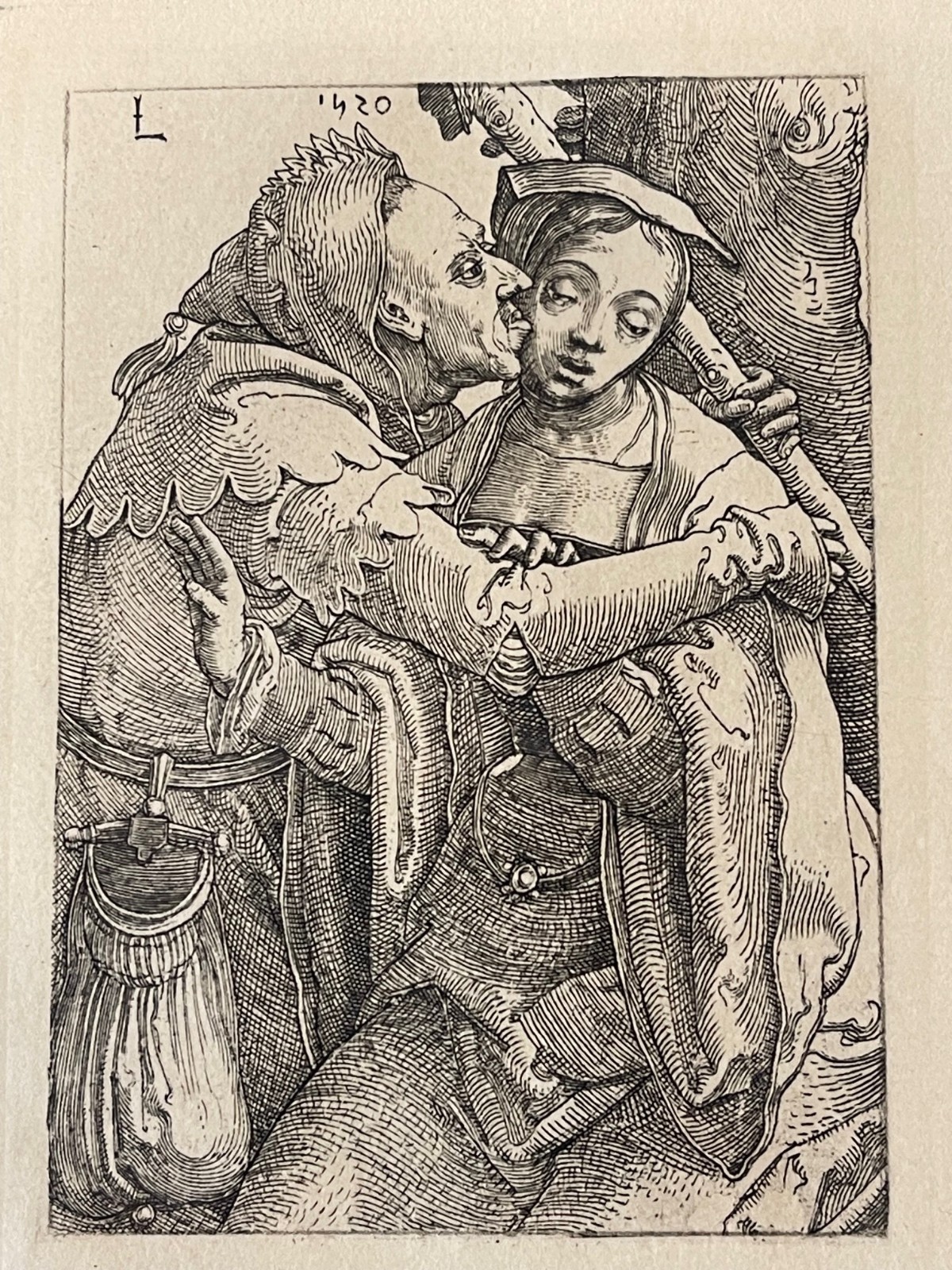 Lucas Van Leyden Curious Couple The Jester and the Young Woman Engraving