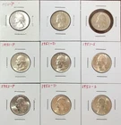 Lot of 9 Washington Quarters – 90% Silver – Mostly BU+, Bid Start at Melt Value