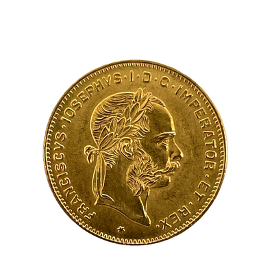 Austria 1892 4 Florin 10 Francs GEM BU. Franz Joseph .900 Gold