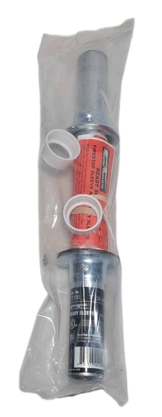 SpecSeal FS100 Firestop 1" Steel Ready Sleeve Kit w/ Escutcheon Plates & Gaskets