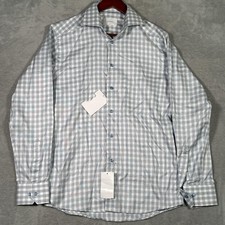 Eton Shirt Mens 15.5 39 Blue Gingham Slim Fit Dress Long Sleeve Button Front