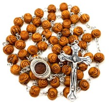 Nazareth Store Natural Olive Wood Rosary Beads Hand Carved Five Decade Catholic