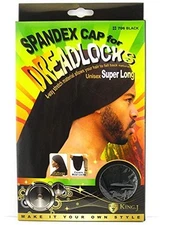 King.J Super Long Unisex Spandex Cap for Dreadlocks (Black) 