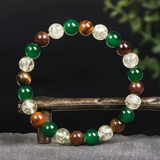 Natural Stone Green Agate Tiger Eye Beaded Bracelet Gift Jewelry 