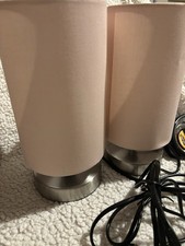 Two Small Screw Pale Pink Bedside Lamps with Touch BaseWorking