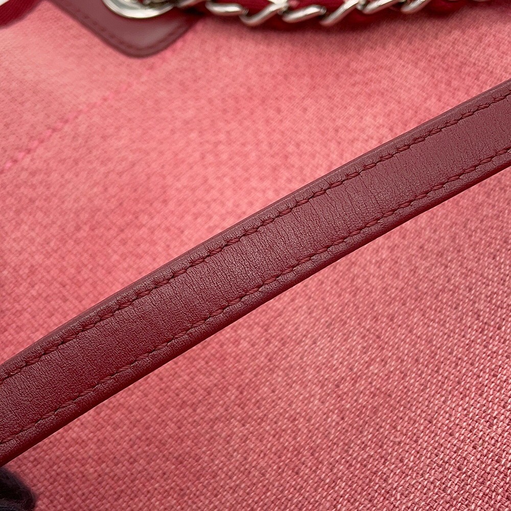 CHANEL Deauville ChainTote Bag Size PM Canvas/Leather Pink/Red A66939 — image 11