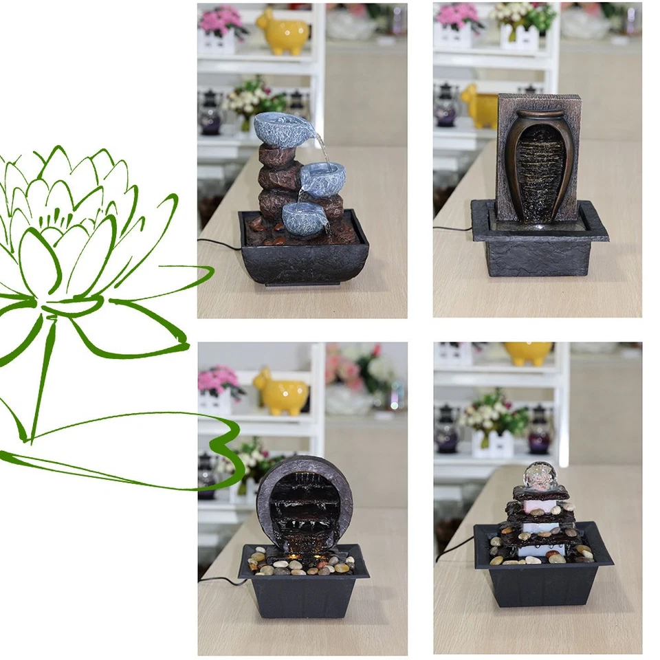 Zimmer-Tischbrunnen mit LED Beleuchtung Springbrunnen Raumbefeuchter Geschenk - Bild 1 von 1