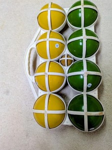 Vintage Brevettato Bocce Ball Set With Carrier