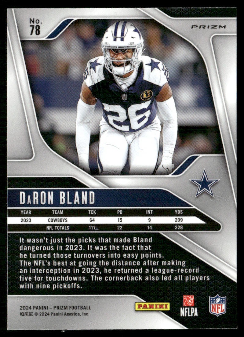 DaRon Bland 2024 Panini Prizm Red White and Blue #78 Dallas Cowboys