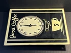 HTF Vintage Black Metal & Neon Light Sign ~ Good Coffee Clock 5 Cents Needs TLC