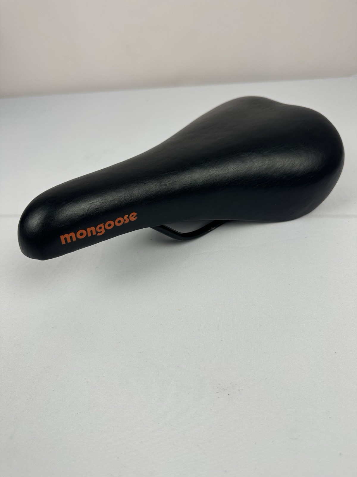 Mongoose Black Bicycle Saddle Orange Logo Comfort Bike Seat Steel Rails 10&rdquo;