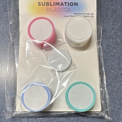 Sublimation Blanks Aluminum Rounds 8pc Round Silicone Straw Topper 4pc New