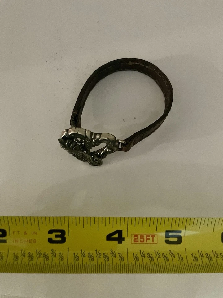 Винтажный Brighton серебристого тона коричневой кожи с сердце прокрутки декоративный браслет - Изображение 2 из 4