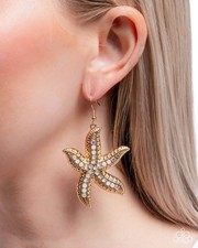 New Paparazzi Jewelry-Seize The Starfish Earring-Gold