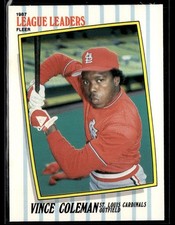 1987 Fleer League Leaders #11 Vince Coleman Baseball Card 0501F