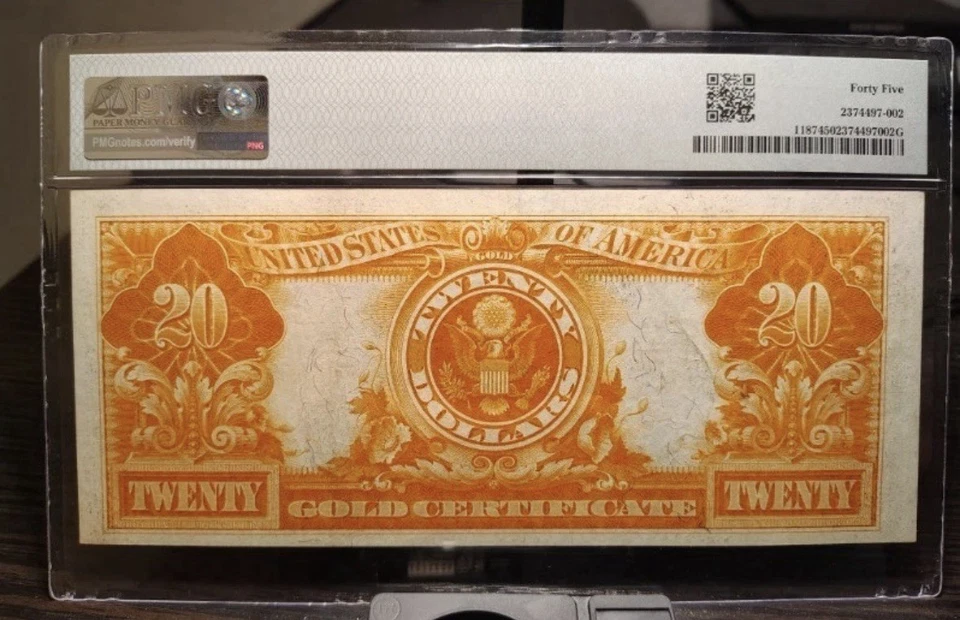 Certificado de oro de $20 1922 Fr#1187 Speelman/blanco S/N K83121443 pp C PMG 45 Foto 2 de 2