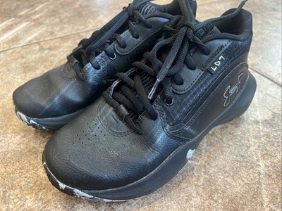 Under Armour Boys Lockdown 7 Basketball Midtop Sneaker Shoe Black Sz 5Y