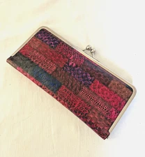 Mundi Wallet Kiss Lock Purple Faux Snake Classic Organizer