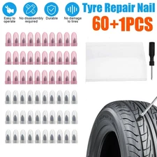 60Pcs Tire Repair Rubber Nails Tyre Puncture Repair Screws Kit w/ Screwdriver