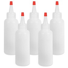 5Pcs Squeeze Bottles 4 Oz Plastic Condiment Squeeze Bottles With Red Twist Top