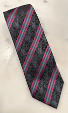 VERSA Collection Pink Blue Striped Paisley Pattern Neck Tie